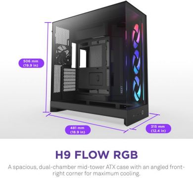  Case NZXT ATX/micro ATX/Mini-ITX/EATX Black Midi Tower PC CM-H92FB-R1 CM-H92FB-R1 | Elektrika.lv