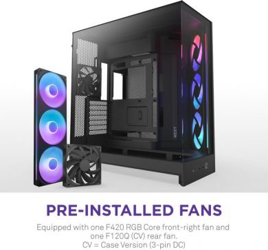  Case NZXT ATX/micro ATX/Mini-ITX/EATX Black Midi Tower PC CM-H92FB-R1 CM-H92FB-R1 | Elektrika.lv