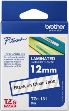 brother Brother | TZe-131 Laminated Tape | Black on Clear | TZe | 8 m | 1.2 cm TZE131