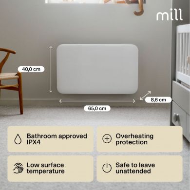 Mill Panel Heater, 700W, 9-12 m&sup2;, IPX4, white IB700DN | Elektrika.lv