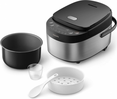 Philips Philips Mini rice cooker | HD3093/80 3000 series | 600 W | 0.85 L | Number of programs 8 | Black/Stainless Steel HD3093/80