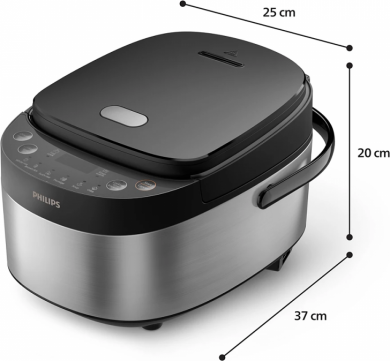 Philips Philips Mini rice cooker | HD3093/80 3000 series | 600 W | 0.85 L | Number of programs 8 | Black/Stainless Steel HD3093/80