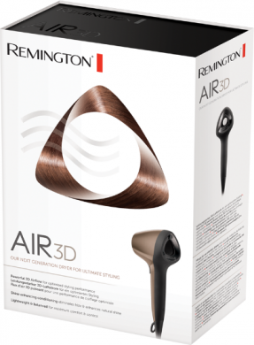 Remington Remington The Salon Collection Air3D Hair Dryer | D7777 | 1800 W | Number of temperature settings 3 | Ionic function | Diffuser nozzle | Brown D7777