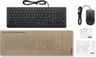 Lenovo Lenovo Essential Wired Combo Keyboard and Mouse | Keyboard and Mouse Set | Wired | Mouse included | Nordic | Black 4X31R64446