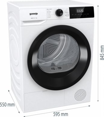 GORENJE Gorenje Dryer Machine | DHNE82 | Energy efficiency class Class D | Front loading | 8 kg | LED | Depth 55 cm | White DHNE82