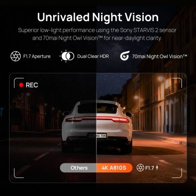  DASHCAM 4K/A810S 70MAI A810S | Elektrika.lv