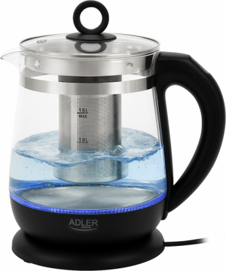 ADLER Adler Kettle | AD 1299 | Electric | 2200 W | 1.5 L | Glass | 360&deg; rotational base | Black AD 1299B