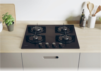 Candy Candy Hob | CVW6BB | Gas on glass | Number of burners/cooking zones 4 | Knobs | Black CVW6BB
