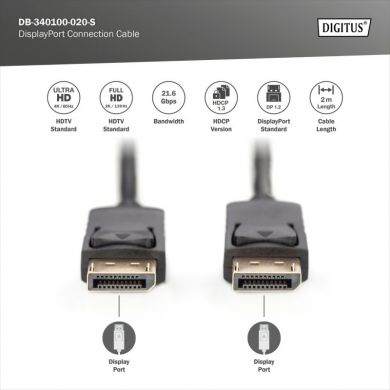 Digitus  Digitus DisplayPort Connection Cable | DisplayPort | 2 m DB-340100-020-S