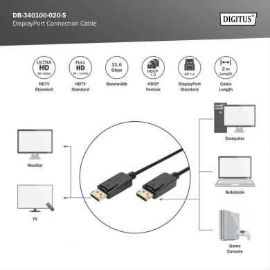 Digitus  Digitus DisplayPort Connection Cable | DisplayPort | 2 m DB-340100-020-S