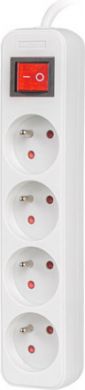 Lanberg Lanberg Cable Power Strip, 4X French Outlets with Switch, Quality-Grade Copper, 1.5 m | PS1-04E-0150-W PS1-04E-0150-W