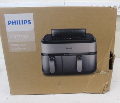 Philips SALE OUT. Philips Dual Basket Airfryer | NA555/00 5000 series | Power 2750 W | Capacity 9 L | RapidAir Plus | Silver | DAMAGED PACKAGING NA555/00SO