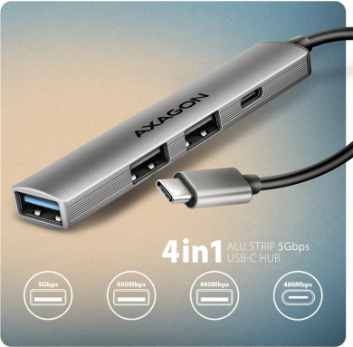 AXAGON AXAGON ALU STRIP USB-C 4 port hub | HUE-STC HUE-STC