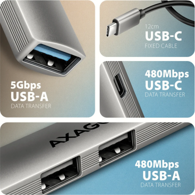 AXAGON AXAGON ALU STRIP USB-C 4 port hub | HUE-STC HUE-STC