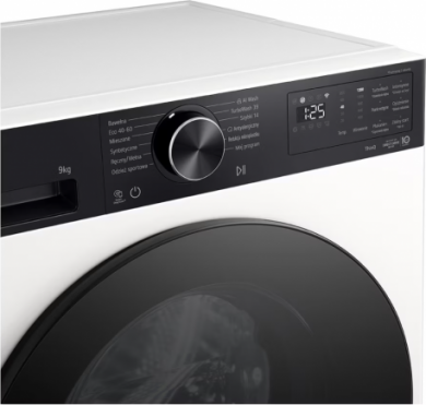 LG LG Washing machine | F2X50S9THB | Energy efficiency class A | Front loading | Washing capacity 9 kg | 1200 RPM | Depth 48 cm | Width 60 cm | LED | Steam function | Direct drive | Wi-Fi | White F2X50S9THB