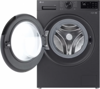 LG LG Washing machine | F4X5011TBB | Energy efficiency class A | Front loading | Washing capacity 11 kg | 1400 RPM | Depth 57 cm | Width 60 cm | Display | LED | Steam function | Direct drive | Wi-Fi | Matte Black F4X5011TBB