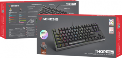 Genesis Genesis | THOR 404 TKL | Mechanical Gaming Keyboard | Wired | US | RGB | Black | USB-A | Kailh Box Brown V2 NKG-2071