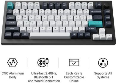 Keychron KEYBOARD WRL Q1 MAX RGB/CARBON BLACK Q1M-M4 KEYCHRON Q1M-M4 | Elektrika.lv