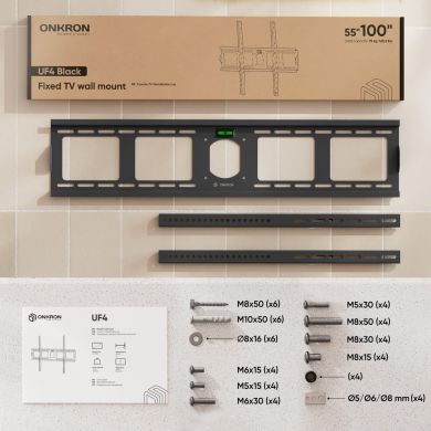  TV SET ACC WALL MOUNT/55-100"/BLACK UF4-B ONKRON UF4-B | Elektrika.lv