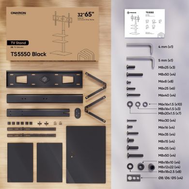  TV SET ACC FLOOR STAND /32-65"/BLACK TS5550-B ONKRON TS5550-B | Elektrika.lv