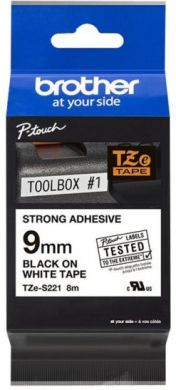 brother Brother | TZe-S221 Strong Adhesive Laminated Tape | Black on White | TZe | 8 m | 9 cm TZES221