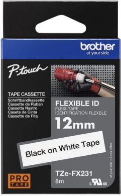 brother Brother | TZe-FX231 Flexible ID Laminated Tape | Black on White | TZe | 8 m | 1.2 cm TZEFX231