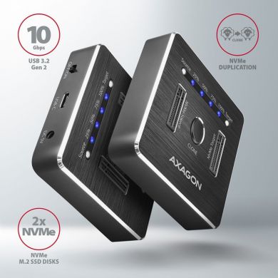 AXAGON AXAGON | USB-C 3.2 Gen2 - 2x NVMe CLONE DUAL SDD Dock Station | ADSA-M2C ADSA-M2C