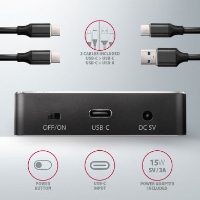 AXAGON AXAGON | USB-C 3.2 Gen2 - 2x NVMe CLONE DUAL SDD Dock Station | ADSA-M2C ADSA-M2C