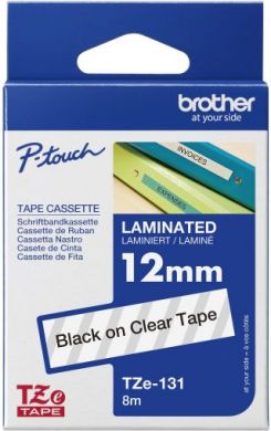 brother Brother | TZe-131 Laminated Tape | Black on Clear | TZe | 8 m | 1.2 cm TZE131