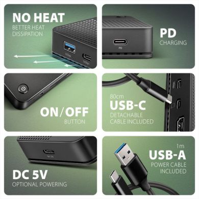 AXAGON AXAGON USB4 40Gbps DUAL 4K DISPLAY 12in1 Dock | HMC-U4 HMC-U4