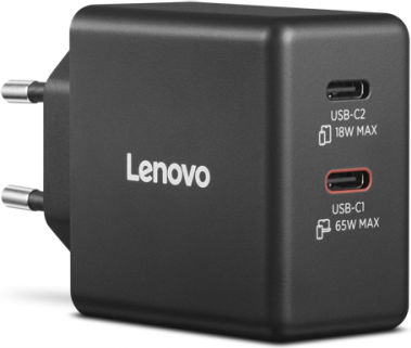 Lenovo Lenovo Dual USB-C 65W GaN Charger | USB-C | 65 W | Charger G0A6065BEU
