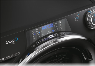 Candy Candy | Washing Machine | RP 496BWMBCB/1-S | Energy efficiency class A | Front loading | Washing capacity 9 kg | 1400 RPM | Depth 53 cm | Width 60 cm | Display | TFT | Steam function | Wi-Fi | Glossy Black RP 496BWMBCB/1-S