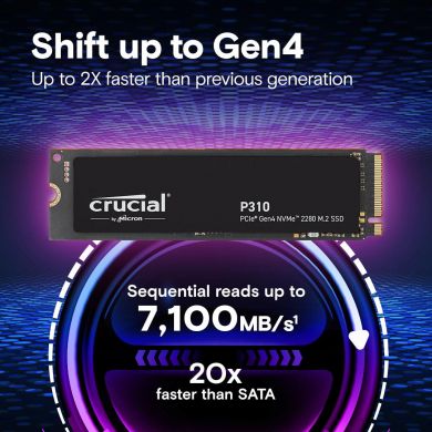 Crucial SSD CRUCIAL 220xTBW rating Read speed 7100 MB/s Write speed 6000 MB/s NVMe Yes PCI Express 4.0 M.2 1000 GB CT1000P310SSD8-T CT1000P310SSD8-T | Elektrika.lv
