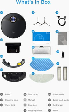 Midea Midea | Robotic Vacuum Cleaner | M7 pro | Dry | Operating time (max) 180 min | Lithium Ion | 5200 mAh | Dust capacity 0.45 L | 4000 Pa | Black M7 PRO BLACK