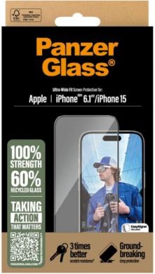 PanzerGlass PanzerGlass Screen protector | Apple | iPhone 16/iPhone 15 | Glass | Transparent | Ultra-Wide Fit 2861