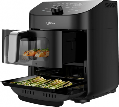 Midea Midea Two Zone Airfryer | MAD1100DADK | Power 1850 W | Capacity 4.4/6.4 L | Rapid Air technology | Black MAD1100DADK