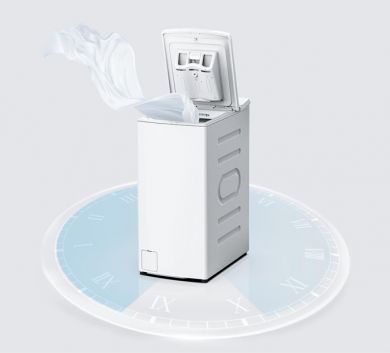 Midea Midea Washing Machine | MF100T60B/W-HR | Energy efficiency class A | Top loading | Washing capacity 6 kg | 1200 RPM | Depth 61 cm | Width 40 cm | Display | LED | Steam function | White MF100T60B/W