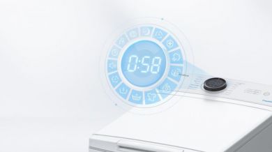 Midea Midea Washing Machine | MF100T60B/W-HR | Energy efficiency class A | Top loading | Washing capacity 6 kg | 1200 RPM | Depth 61 cm | Width 40 cm | Display | LED | Steam function | White MF100T60B/W