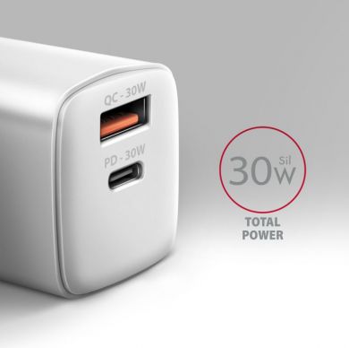 AXAGON AXAGON Wall Charger 2x port (USB-A+USB-C), 30W | ACU-PQ30W ACU-PQ30W