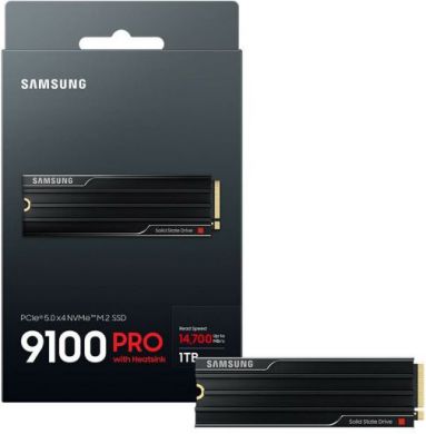 Samsung Samsung 9100 PRO With Heatsink | 1000 GB | SSD form factor M.2 2280 | Solid-state drive interface PCIe 5.0 NVMe | Read speed 14800 MB/s | Write speed 13400 MB/s MZ-VAP1T0CW