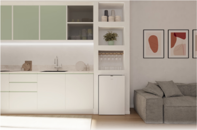 Candy Candy Refrigerator | CNOQ2S58EW | Energy efficiency class E | Free standing | Larder | Height 85 cm | Fridge net capacity 100 L | Freezer net capacity 14 L | 37 dB | White CNOQ2S58EW