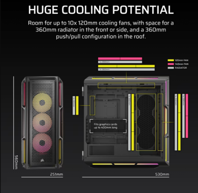 Corsair Corsair PC Case | iCUE LINK 5000T LX RGB | Black | Mid-Tower | Power supply included No CC-9011298-WW