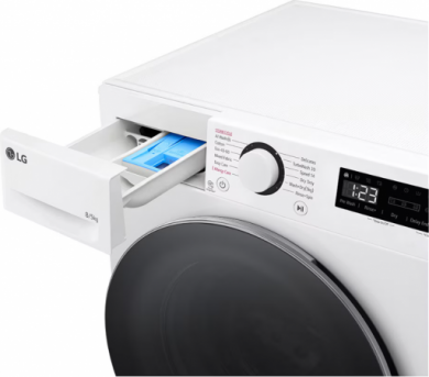 LG LG Washing machine with dryer | F2DR508S1W | Energy efficiency class A-10%/E | Front loading | Washing capacity 8 kg | 1200 RPM | Depth 48 cm | Width 60 cm | Display | LED | Drying system | Drying capacity 5 kg | Steam function | White F2DR508S1W