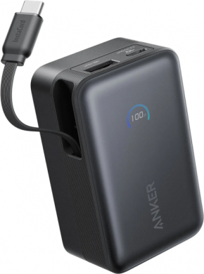 Anker Anker Nano Power Bank 45W with Built-In Retractable USB-C Cable | A1638H11 | 10000 mAh | Black A1638H11