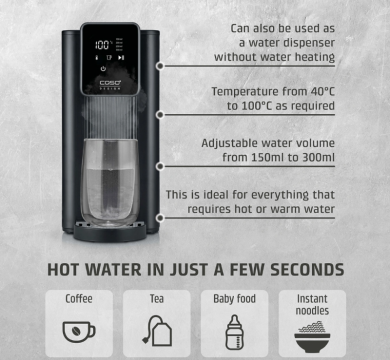 Caso Design Caso Turbo Hot Water Dispenser | HW 616 | Water Dispenser | 2600 W | 2.5 L | Plastic/Stainless Steel | Black/Stainless Steel 01896