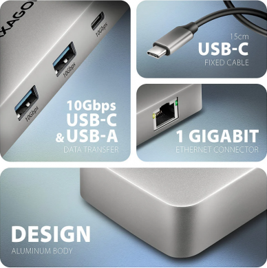 AXAGON AXAGON USB-C 10Gbps DUAL 4K DISPLAY 7in1 hub | HMC-CUB83X2 HMC-CUB83X2