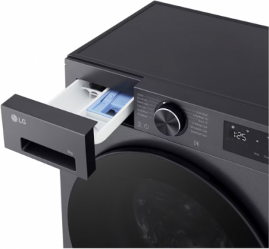 LG LG Washing machine | F2X50S9TBB | Energy efficiency class A | Front loading | Washing capacity 9 kg | 1200 RPM | Depth 48 cm | Width 60 cm | Display | LED | Steam function | Direct drive | Wi-Fi | Matte Black F2X50S9TBB