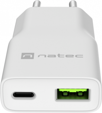 Natec Natec Ribera USB Charger Gan Slim USB 1X USB-A + 1X USB-C 20W | NUC-2376 NUC-2376
