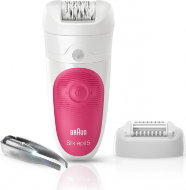 Braun Braun | Epilator | Silk-&eacute;pil 5 SE5500 | Operating time (max) 30 min | Bulb lifetime (flashes) Not applicable | Number of power levels 1 | Wet & Dry | White/Pink SE5500
