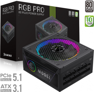  Gamemax PSU | RGB PRO 1300P | 1300 W | Platinum | Full Modular RGB PRO 1300P